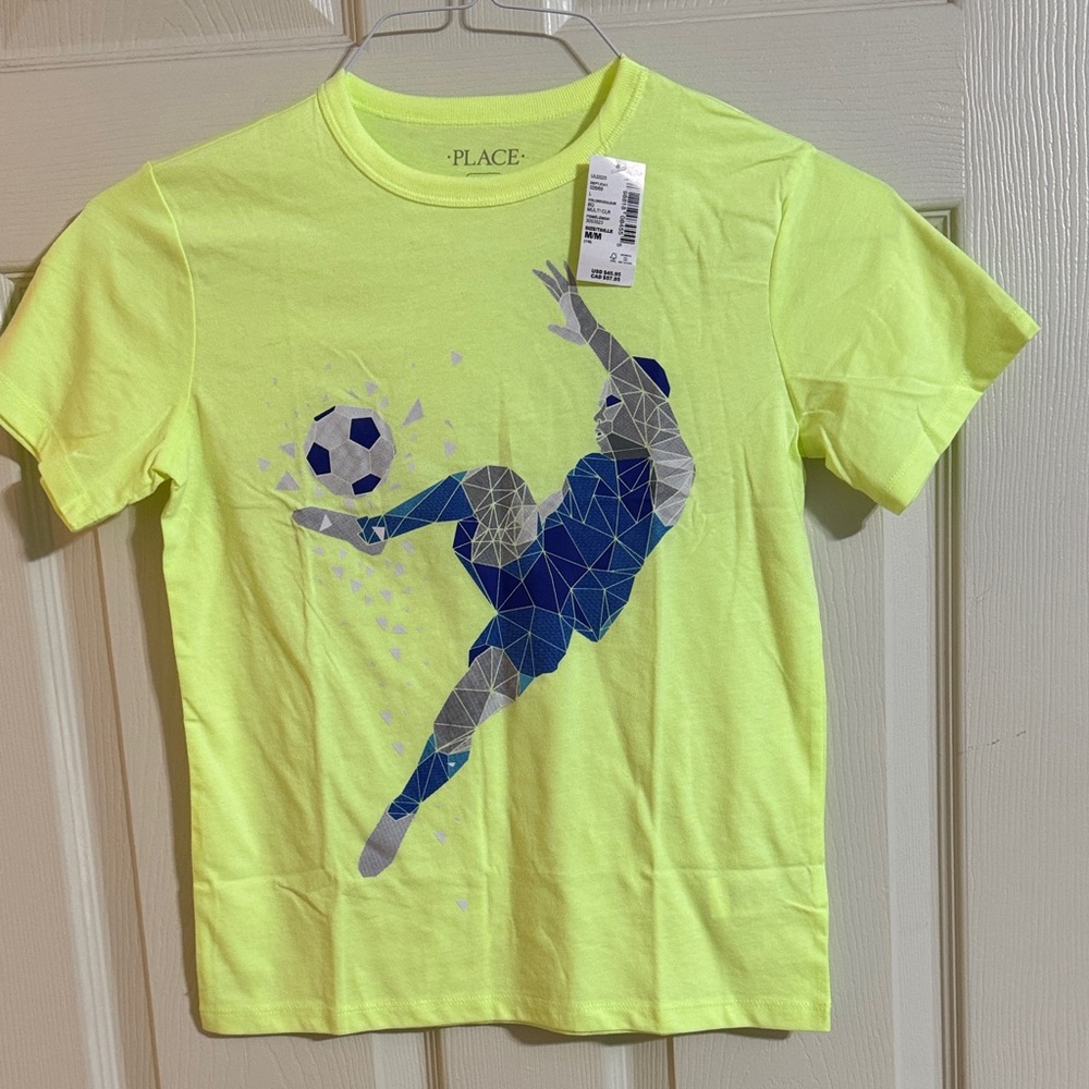Children's Place Soccer Neon Yellow Graphic Tee Kids M 7/8